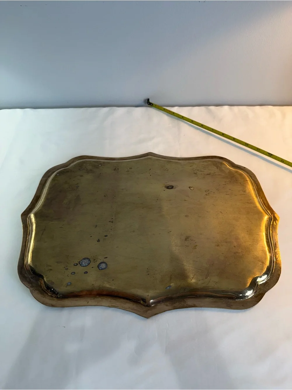 Vintage Oval Brass Tray Featuring A Distinctive Faux Bamboo Edge. Made In India